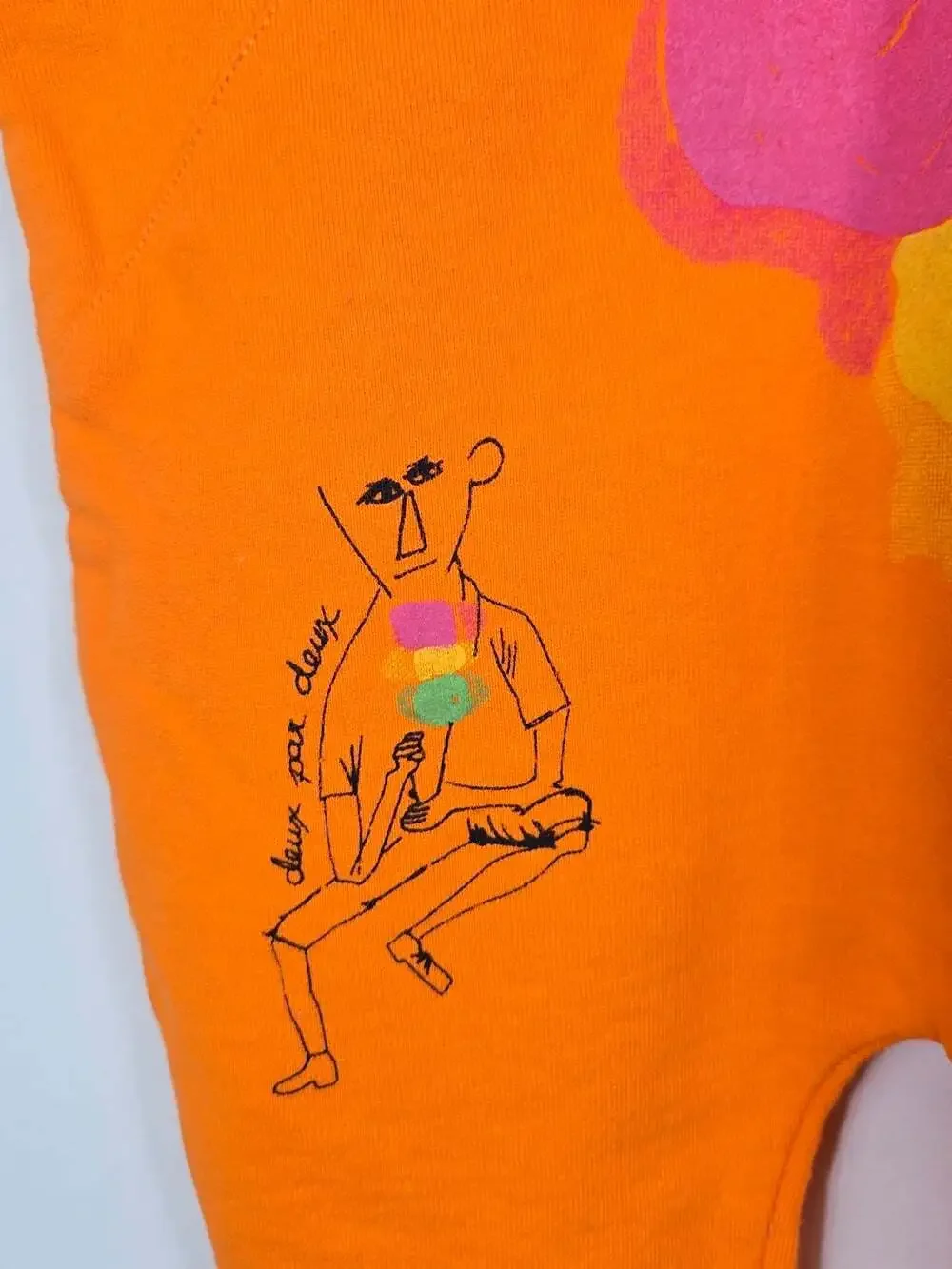 Vintage Deux par Deux Kids Orange Romper 6M  Abstract Ice Cream Jumpsuit 90s